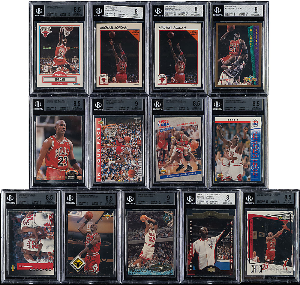 1989 to 1999 Upper Deck, Fleer, and NBA Hoops Basketball Michael Jordan BGS-Graded Collection (17)