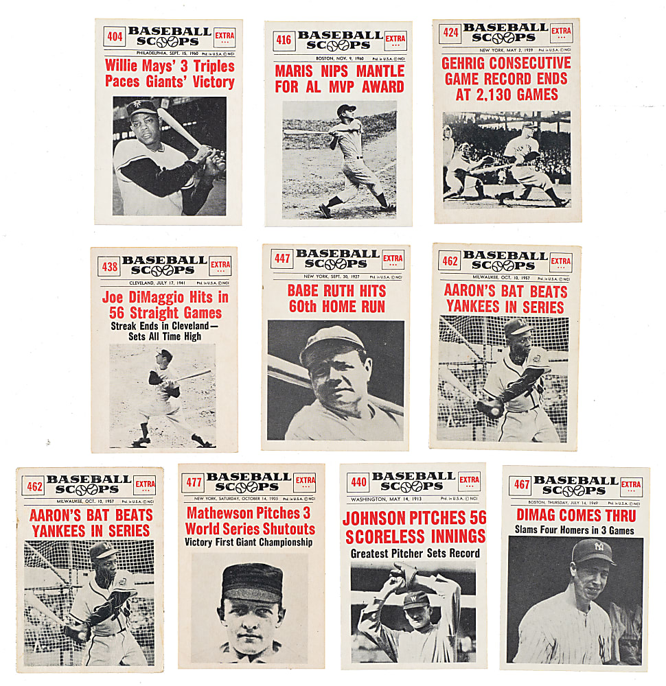 1961 Nu-Card Baseball Scoops Partial Set (41/80) Pus Seven Duplicates