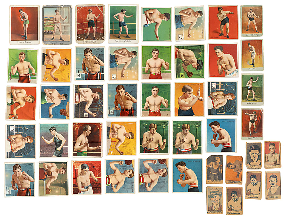 1910 to 1926 Mecca, Strip-Card, and Surbrug Boxing Collection (50) Including Jack Dempsey and Sam Langford