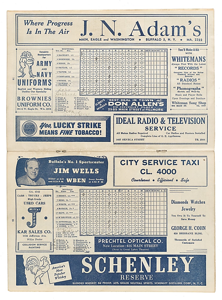 1946 Buffalo Bisons (vs. Montreal Royals) Program with Jackie Robinson