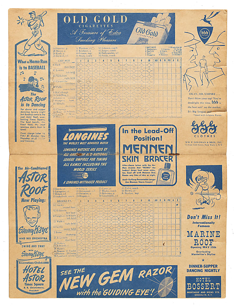 1947 Brooklyn Dodgers (vs. Chicago Cubs) Program - Jackie Robinson's First Season