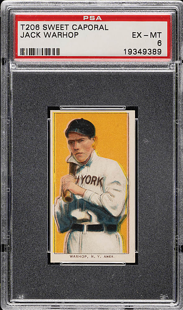 1909-1911 T206 White Border Jack Warhop PSA EX-MT 6