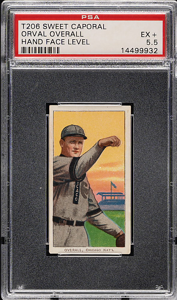 1909-1911 T206 White Border Orval Overall Hand At Face Level PSA EX+ 5.5