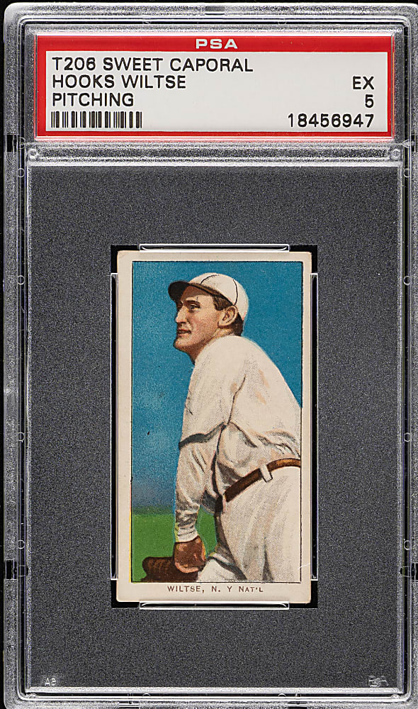 1909-1911 T206 White Border Hooks Wiltse Pitching PSA EX 5