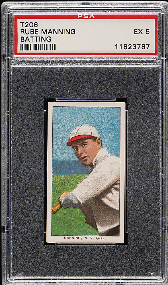 1909-1911 T206 White Border Rube Manning Batting PSA EX 5