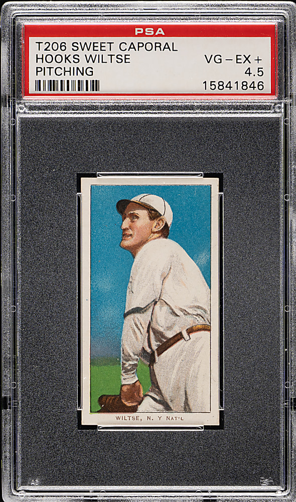 1909-1911 T206 White Border Hooks Wiltse Pitching PSA VG-EX+ 4.5
