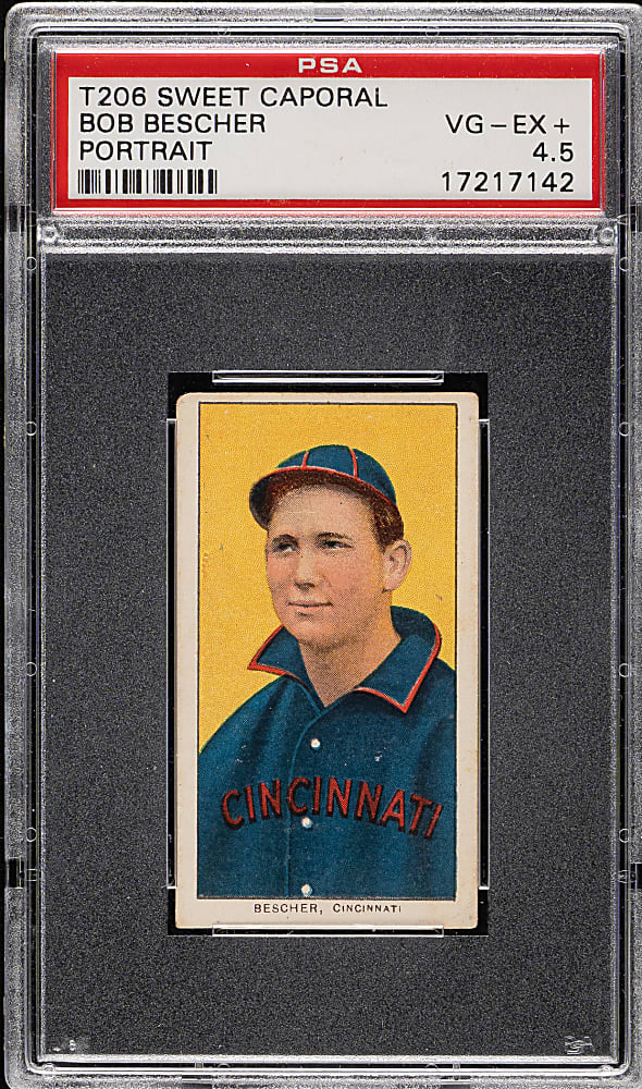 1909-1911 T206 White Border Bob Bescher Portrait PSA VG-EX+ 4.5