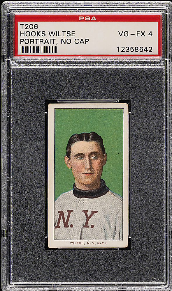 1909-1911 T206 White Border Hooks Wiltse Portrait No Cap PSA VG-EX 4
