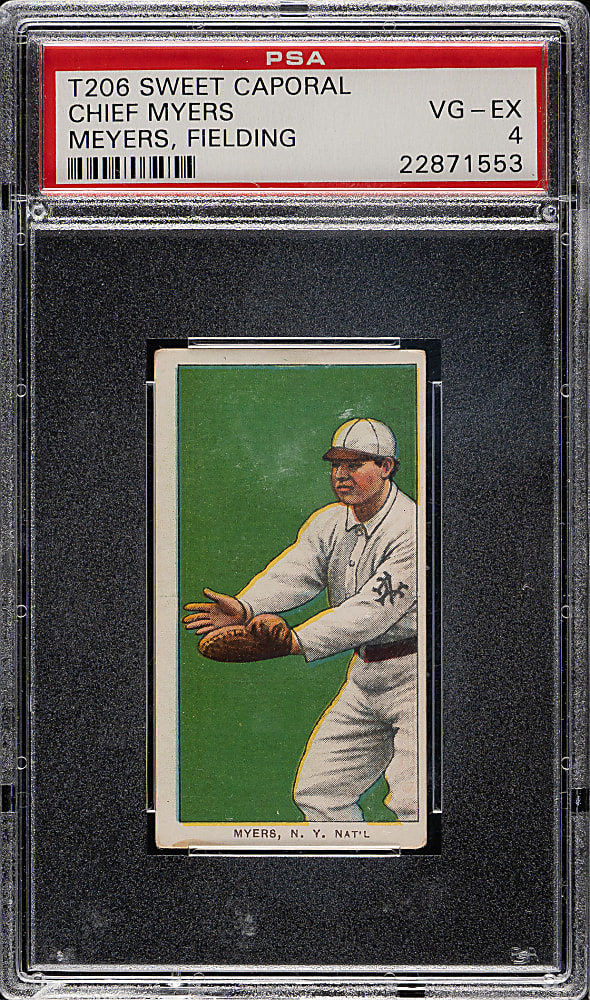 1909-1911 T206 White Border Chief Myers Fielding PSA VG-EX 4
