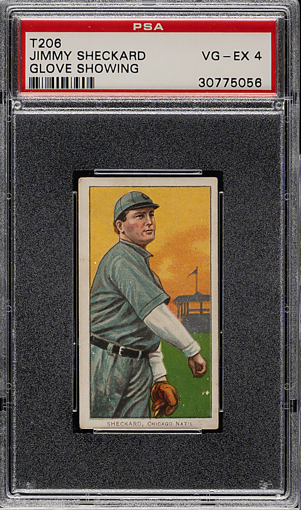 1909-1911 T206 White Border Jimmy Sheckard Glove Showing PSA VG-EX 4