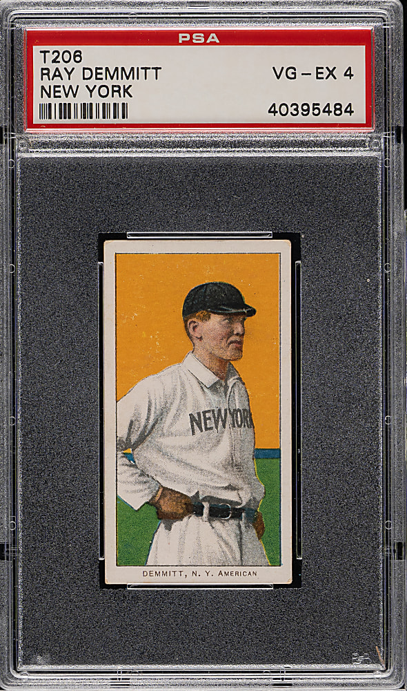 1909-1911 T206 White Border Ray Demmitt New York PSA VG-EX 4