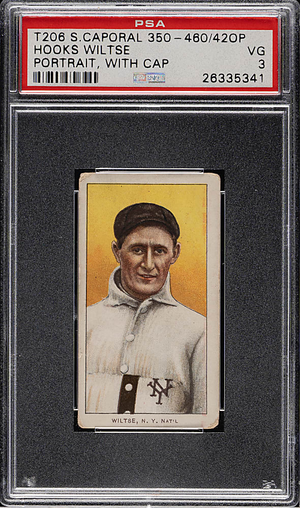 1909-1911 T206 White Border Hooks Wiltse Portrait with Cap PSA VG 3