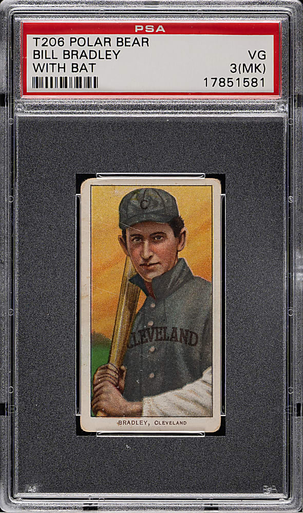 1909-1911 T206 White Border Bill Bradley Portrait PSA VG 3 (MK) - Polar Bear Back