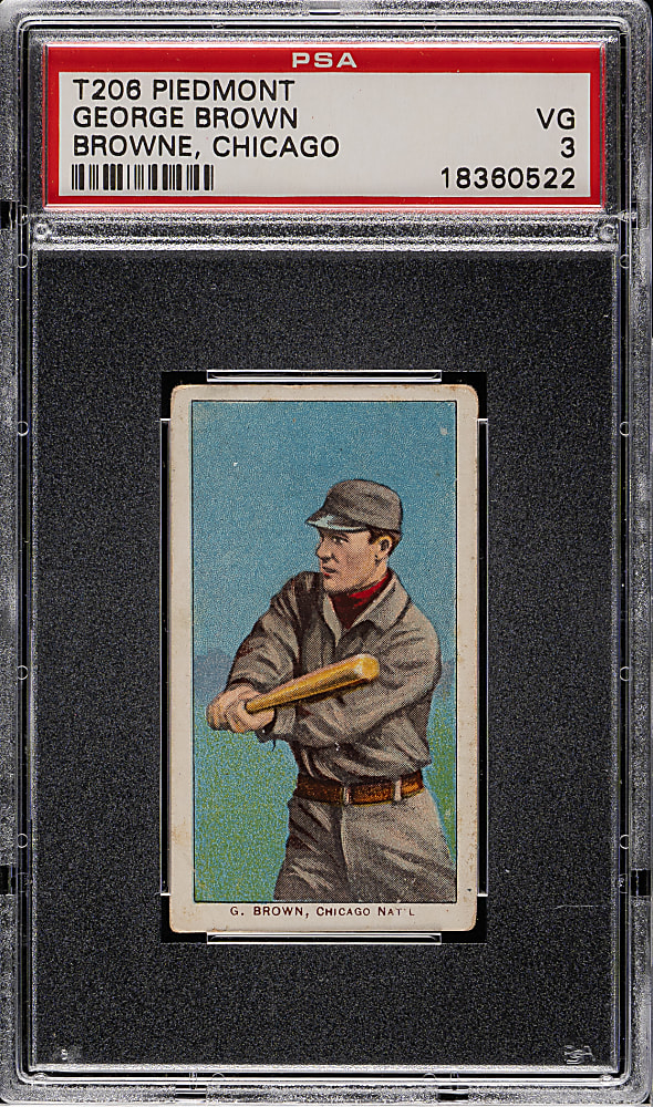 1909-1911 T206 White Border George Brown Chicago PSA VG 3