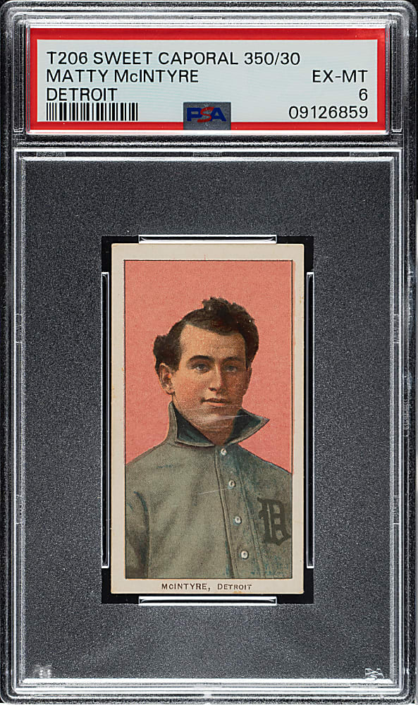 1909-1911 T206 White Border Matty McIntyre PSA EX-MT 6