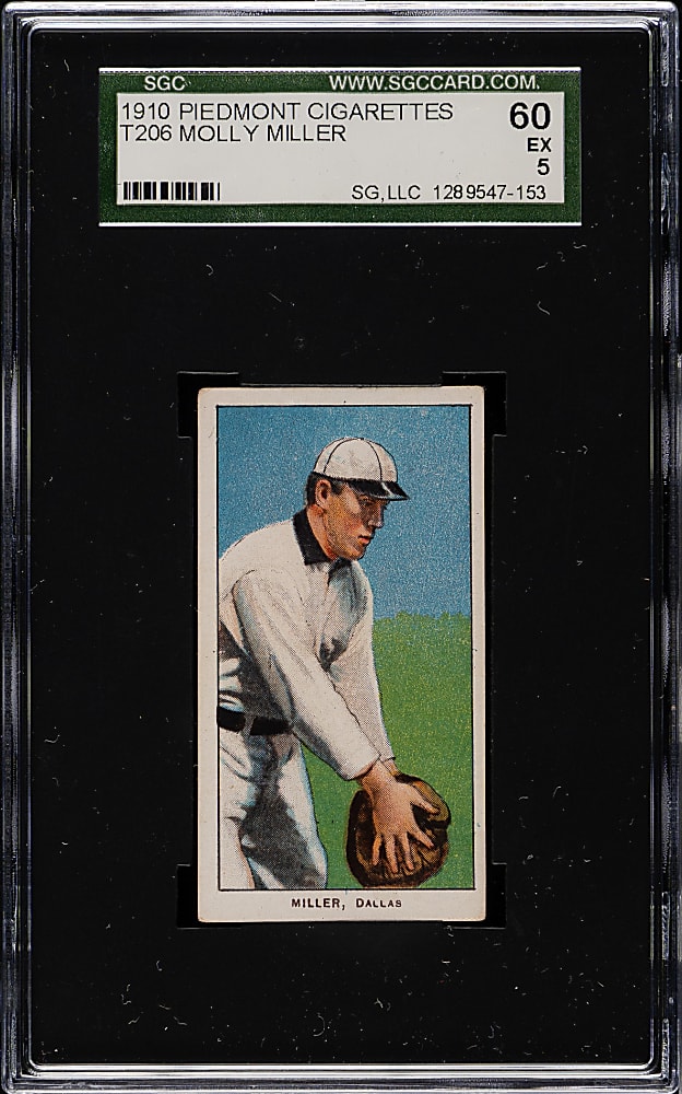 1909-1911 T206 White Border Molly Miller Southern Leaguer SGC EX 60