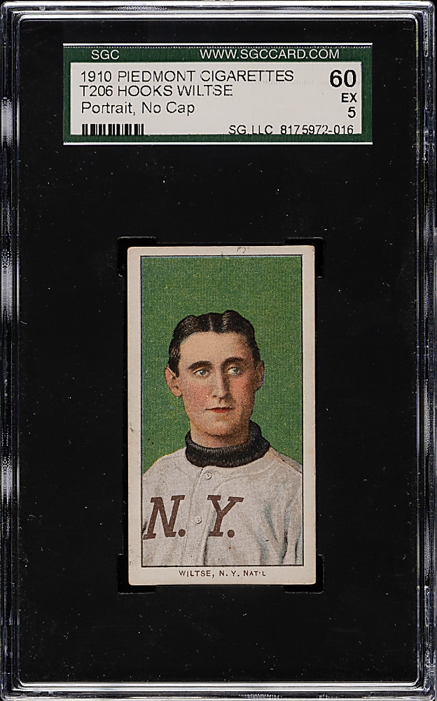 1909-1911 T206 White Border Hooks Wiltse Portrait No Cap SGC EX 60