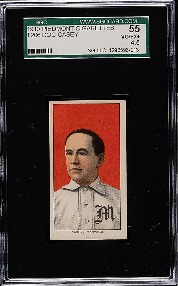 1909-1911 T206 White Border Doc Casey SGC VG/EX+ 55