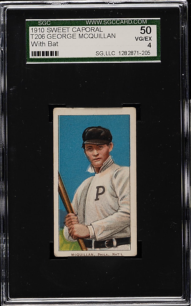 1909-1911 T206 White Border George McQuillan with Bat SGC VG/EX 50
