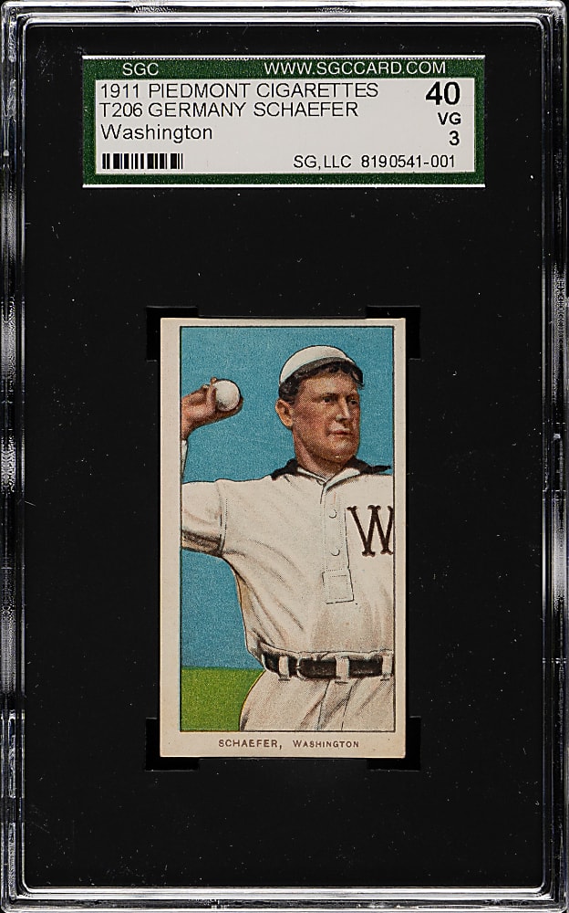 1909-1911 T206 White Border Germany Schaefer Washington SGC VG 40