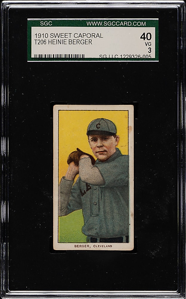 1909-1911 T206 White Border Heinie Berger SGC VG 40