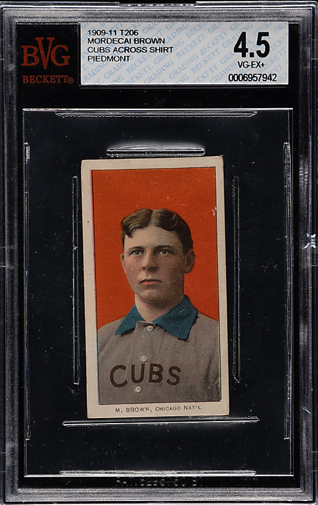 1909-1911 T206 White Border Mordecai Brown Portrait BVG VG-EX+ 4.5