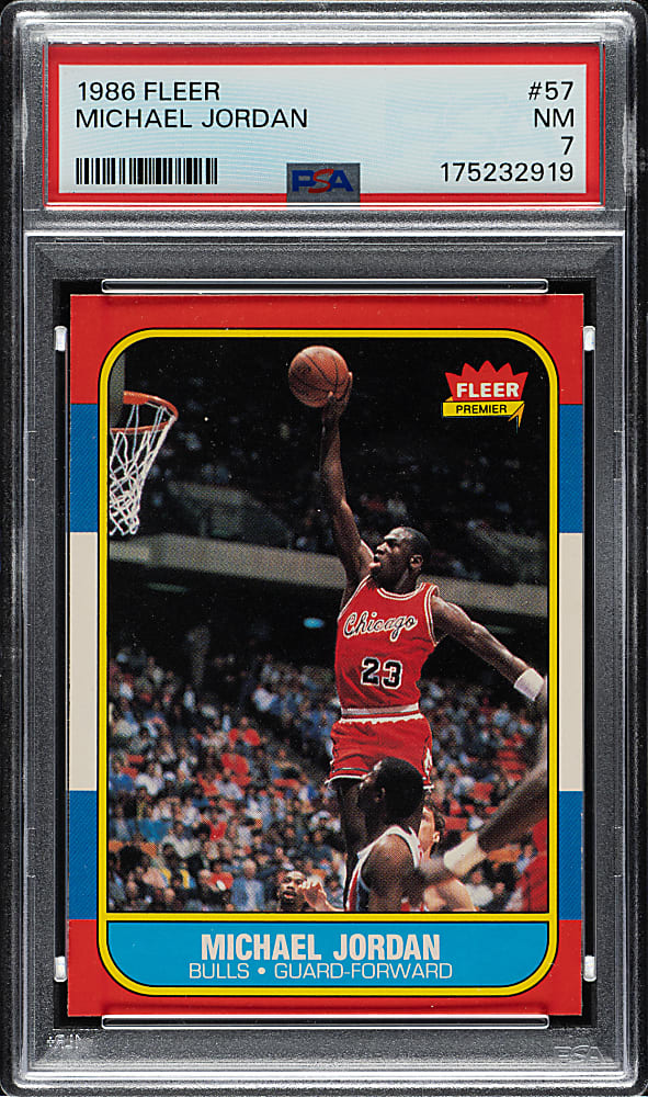 1986-1987 Fleer Basketball #57 Michael Jordan Rookie PSA NM 7