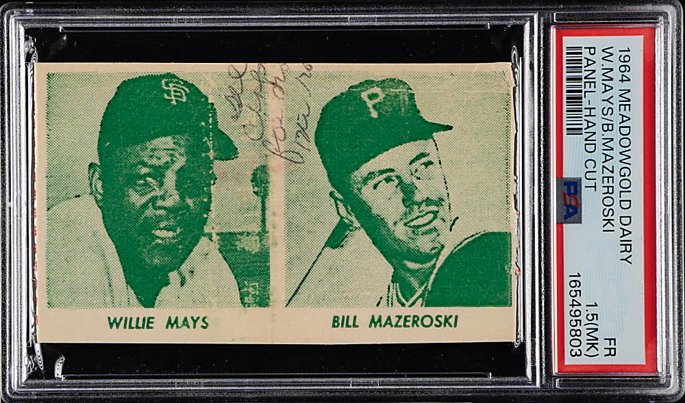 1964 Meadow Gold Dairy Uncut Panel with Willie Mays and Bill Mazeroski PSA FAIR 1.5 (MK)