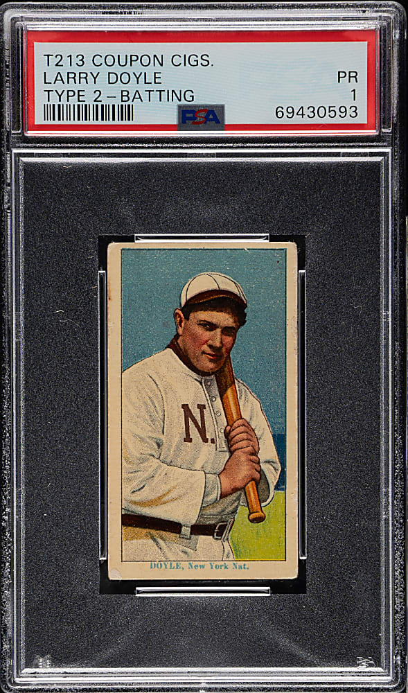 1914 T213 Coupon Cigarettes (Type 2) Larry Doyle with Bat PSA POOR 1