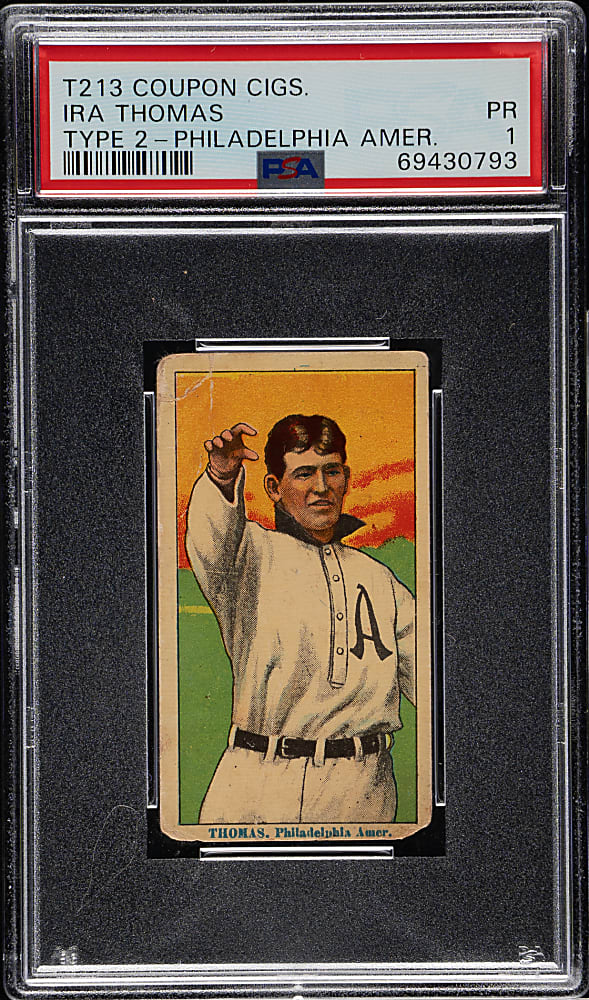 1914 T213 Coupon Cigarettes (Type 2) Ira Thomas Philadelphia Amer. PSA POOR 1