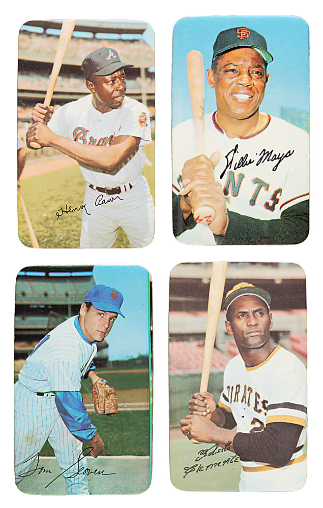 1970 and 1971 Topps Super Hall of Fame and Star Collection (16) Including Aaron, Clemente, Mays, and Seaver