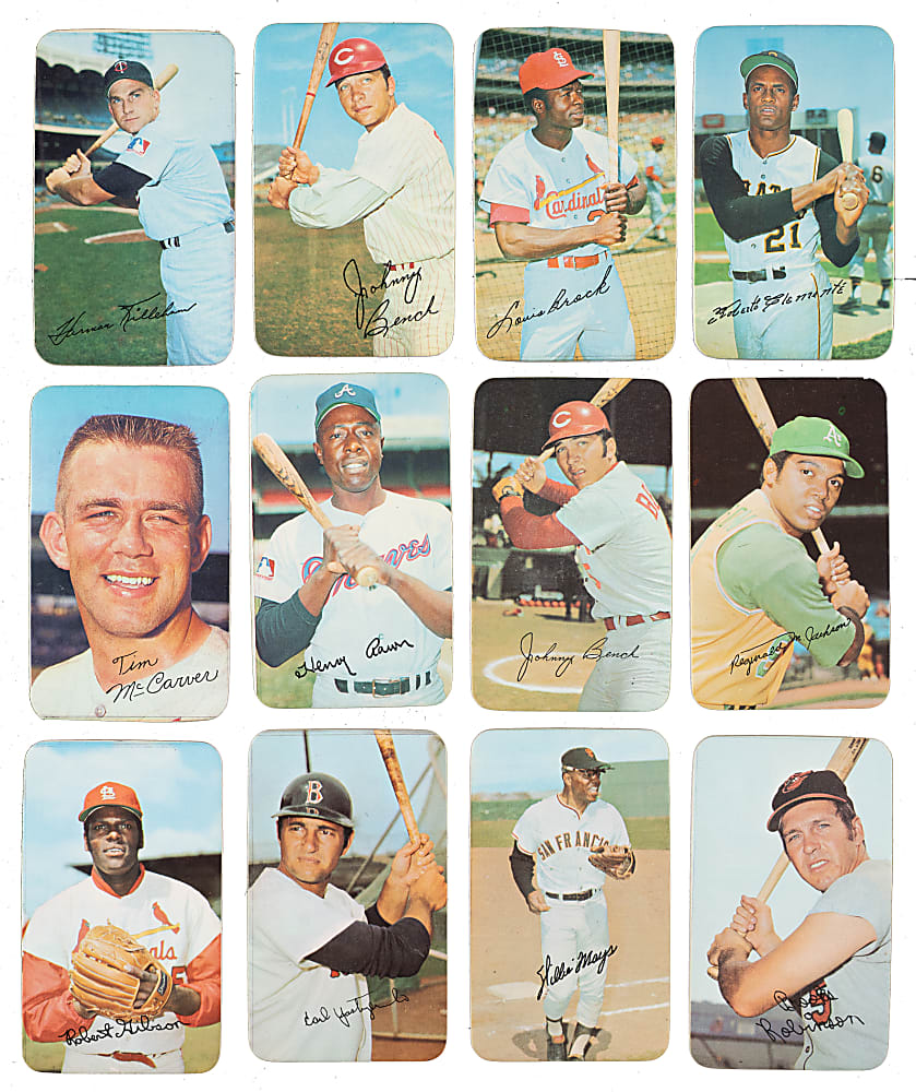 1970 and 1971 Topps Super Hall of Fame and Star Collection (16) Including Aaron, Clemente, Mays, and Seaver