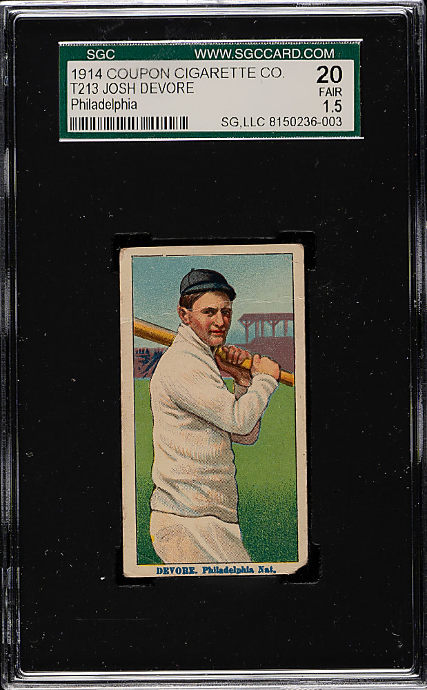 1914 T213 Coupon Cigarettes (Type 2) Josh Devore Philadelphia SGC FAIR 20
