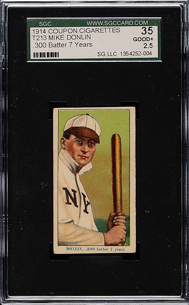 1914 T213 Coupon Cigarettes (Type 2) Mike Donlin ".300 Batter 7 Years" SGC GOOD+ 35