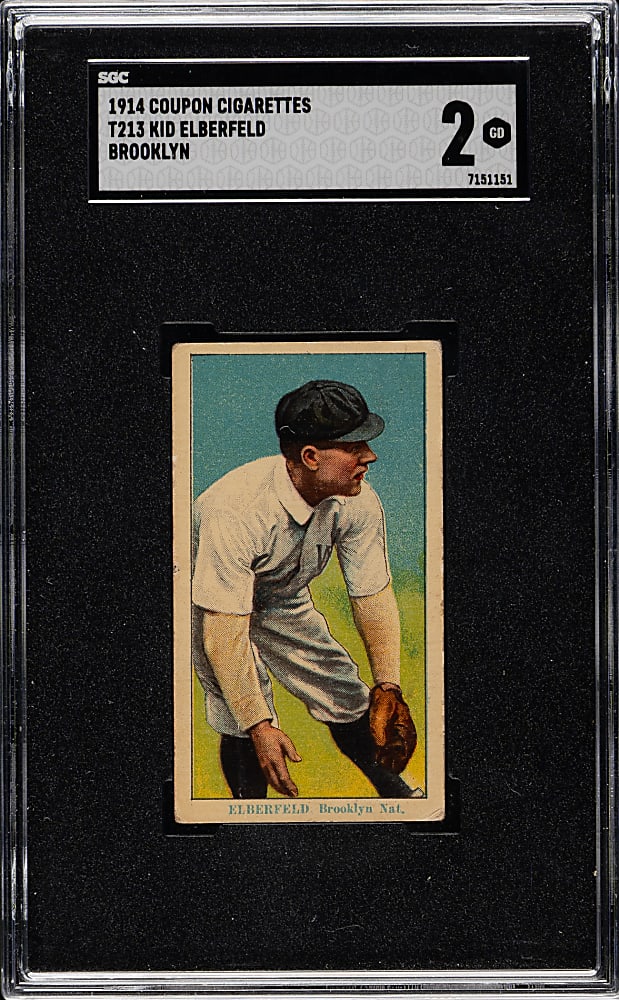 1914 T213 Coupon Cigarettes (Type 2) Kid Elberfeld Brooklyn SGC GOOD 2
