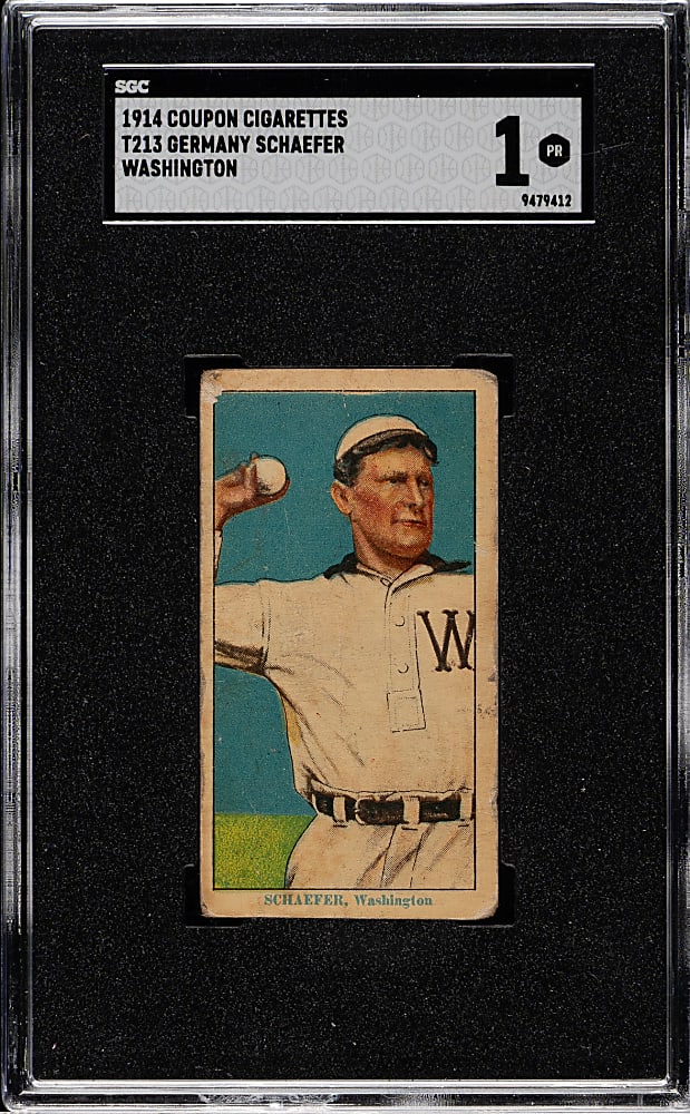 1914 T213 Coupon Cigarettes (Type 2) Germany Schaefer Washington SGC POOR 1