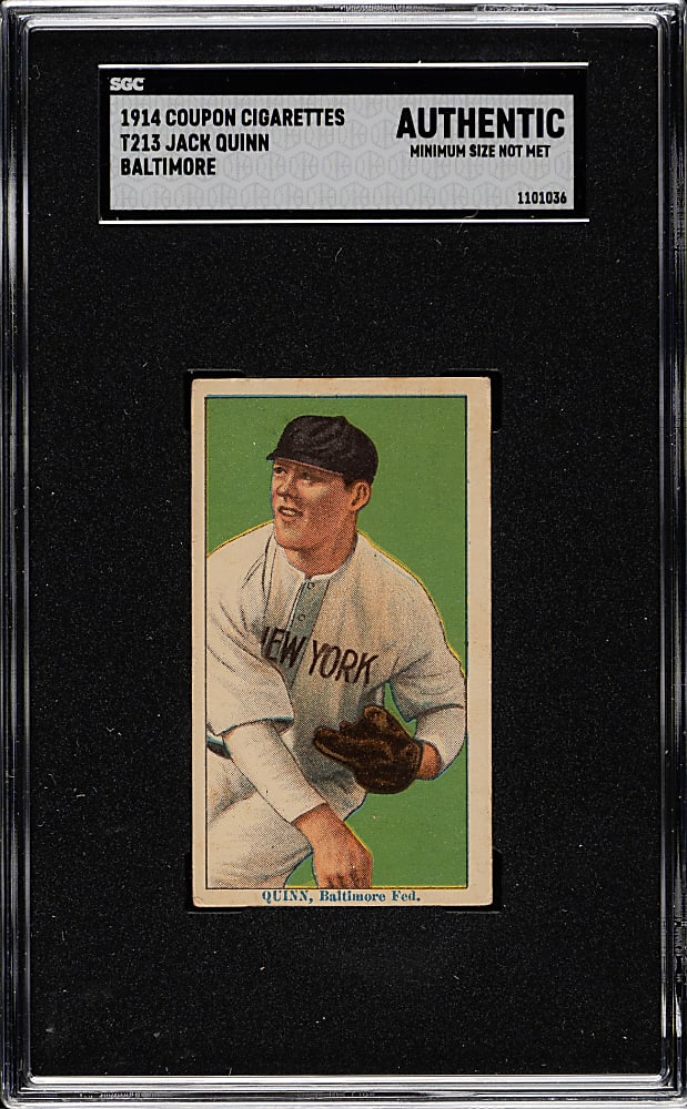1914 T213 Coupon Cigarettes (Type 2) Jack Quinn Baltimore SGC Authentic