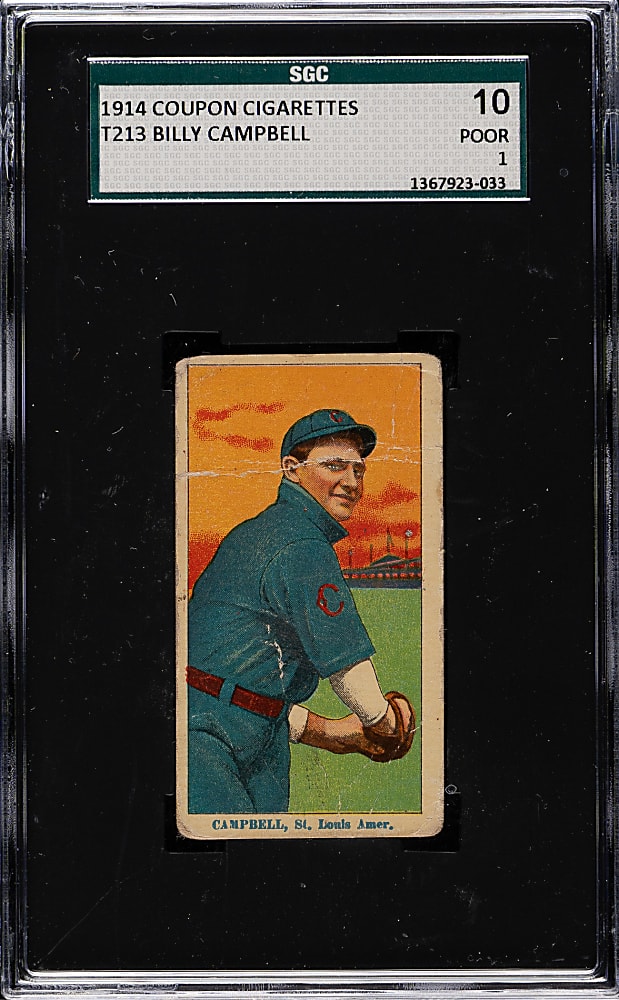 1914 T213 Coupon Cigarettes (Type 2) Billy Campbell SGC POOR 10