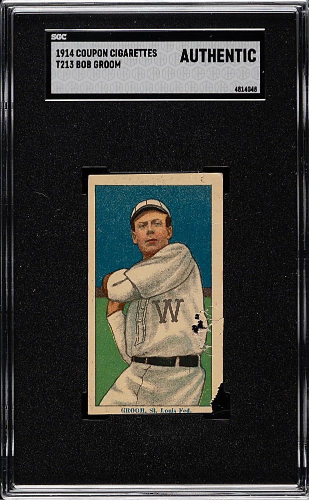 1914 T213 Coupon Cigarettes (Type 2) Bob Groom SGC Authentic