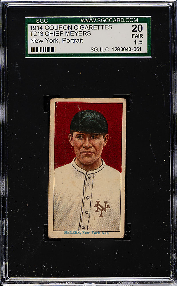 1914 T213 Coupon Cigarettes (Type 2) Chief Meyers New York Portrait SGC FAIR 20