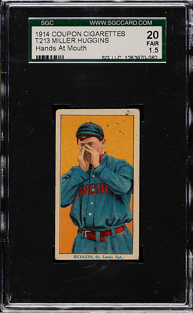 1914 T213 Coupon Cigarettes (Type 2) Miller Huggins Hands At Mouth SGC FAIR 20