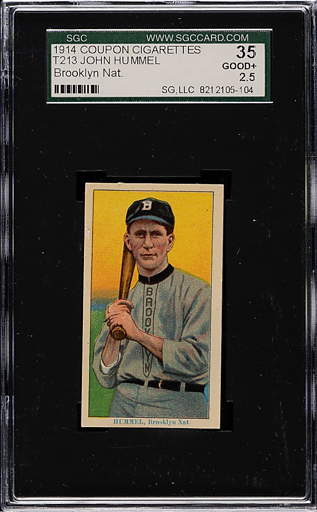 1914 T213 Coupon Cigarettes (Type 2) John Hummel Brooklyn SGC GOOD+ 35