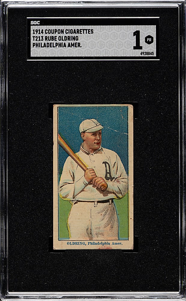1914 T213 Coupon Cigarettes (Type 2) Rube Oldring Philadelphia Amer. SGC POOR 1