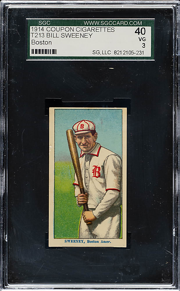 1914 T213 Coupon Cigarettes (Type 2) Bill Sweeney Boston SGC VG 40