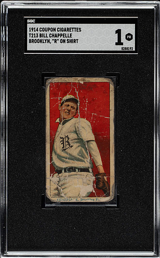 1914 T213 Coupon Cigarettes (Type 2) Bill Chappelle Brooklyn "R" On Shirt SGC POOR 1
