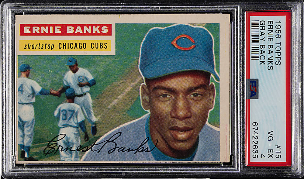 1956 Topps #15 Ernie Banks Gray Back PSA VG-EX 4