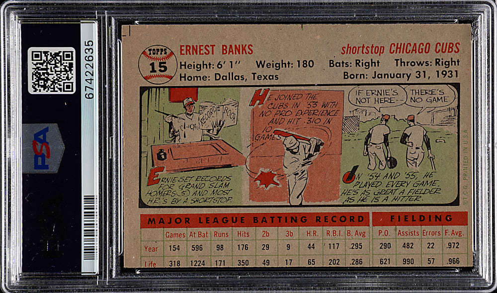 1956 Topps #15 Ernie Banks Gray Back PSA VG-EX 4