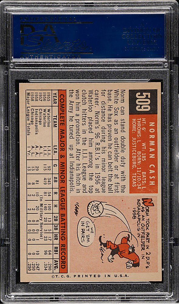 1959 Topps #509 Norm Cash Rookie PSA NM-MT 8