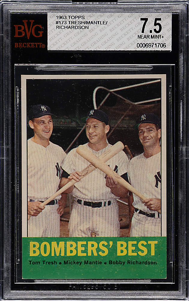 1963 Topps #173 Bombers' Best with Mickey Mantle BVG NM+ 7.5