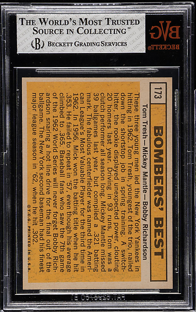 1963 Topps #173 Bombers' Best with Mickey Mantle BVG NM+ 7.5